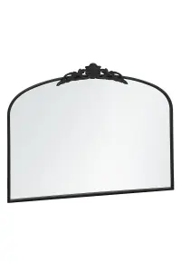 MirrorOutlet Crown - Black Metal Framed Arched Wall Mirror with Decorative Crown 40" X 31" (102CM X 80CM)