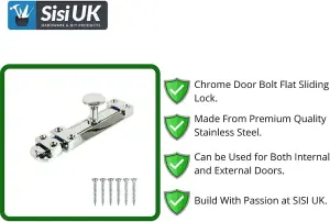 6 Inch Flat Door Bolts Chrome Plated Bolt Door Latches Tower Bolt Sliding Lock Flat Slide Safety Door Barrel Bolt with Screws