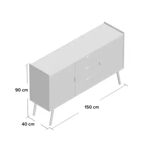 Rousseau 150cm Sideboard Brown/White