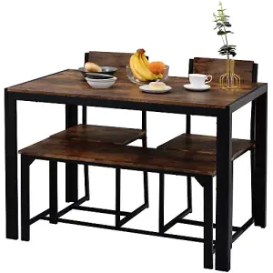 Dining Table and Chairs, Bench Set Industrial style Retro Kitchen Dining Table Set