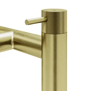 GoodHome Owens Satin Brass effect Deck-mounted Manual Double Bath Filler Tap