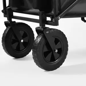 Black Heavy Duty Foldable Garden Festival Trolley Camping Folding Cart Wagon Truck Wheelbarrow