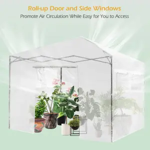 Costway Portable Garden Greenhouse Outdoor Mini Walk-in Greenhouse w/ PE Cover