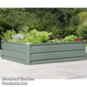 Garden Metal Raised Vegetable Planter in Sage Green Outdoor Flower Trough Herb Grow Bed Box (Large 120x90cm x1)