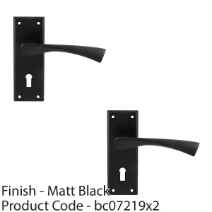 2 PACK - PAIR Angular Lever on Lock Backplate Door Handle 150 x 50mm Matt Black