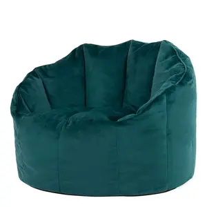 Icon Velvet Bean Bag Chair & Footstool Teal Green