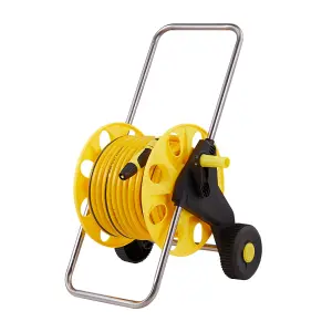 40m Wheeled Hose Reel Cart with 3 Modes in Yellow