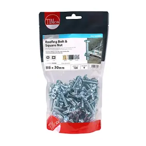 TIMCO Roofing Bolts & Square Nuts Silver - M6 x 30