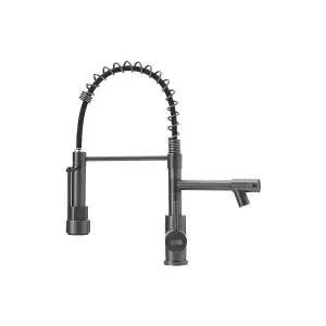 Grey Stainless Steel Kitchen Tap Mixer Tap with Pull Down Spring Spout and Pot Filler