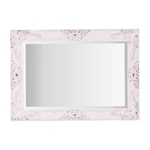 Villanova Solid Wood Flat Wall Mirror Vintage White / 70cm H x 50cm W