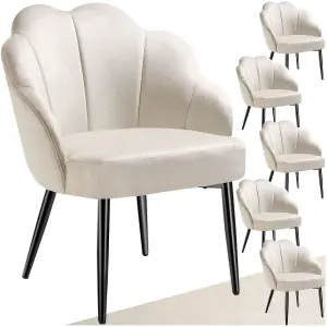 Accent Chair Hellen - velvet cover, padded, extra-wide shell-shaped backrest - cream/black