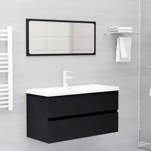 Berkfield Sink Cabinet Black 90x38.5x45 cm Engineered Wood