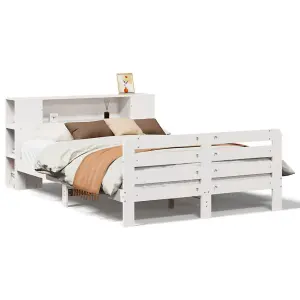 Berkfield Bed Frame without Mattress White 150x200 cm King Size Solid Wood Pine