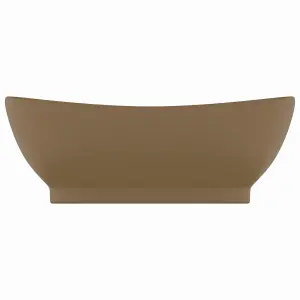 Berkfield Luxury Basin Overflow Oval Matt Cream 58.5x39 cm Ceramic