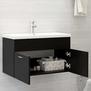 Saona 800mm Single Bathroom Vanity with Integrated Ceramic Basin Black