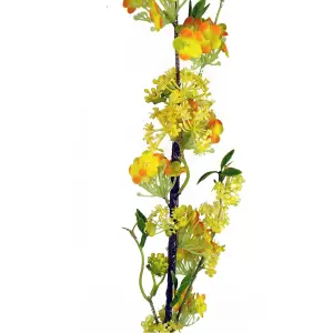 Pack of 6 x 100cm Yellow Blossom Spray Stem