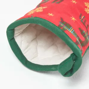 Homescapes Red Reindeer Christmas Oven Glove