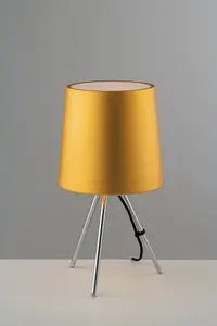 Luminosa MARLEY Table Lamp with Round Tapered Shade Gold, Aluminum Lampshade 25x43.5cm