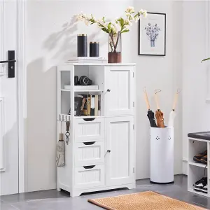 Yaheetech White Freestanding Bathroom Storage Cabinet with Open Compartments