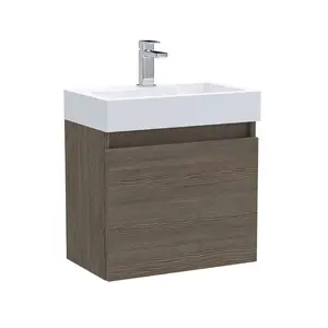 Merit 502.5mm Single Bathroom Vanity with Integrated Polymarble Basin Anthracite Woodgrain