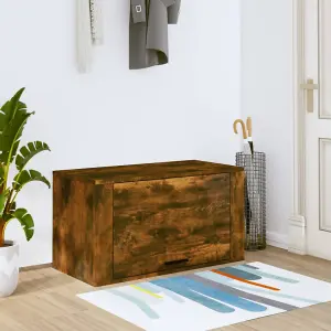 Berkfield Wall-mounted Shoe Cabinet Smoked Oak 70x35x38 cm Solid Wood Pine