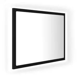 Berkfield LED Bathroom Mirror Black 60x8.5x37 cm Engineered Wood