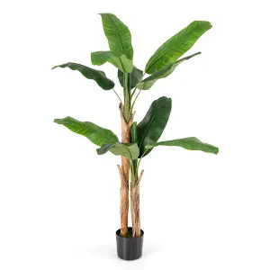 COSTWAY 165cm Tall Artificial Banana Tree Greenery Potted Plant w/ Double Stalks