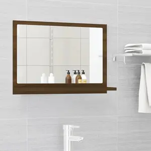 Dorlene Framed Wall Mounted Bathroom Mirror Brown Oak / 60 cm