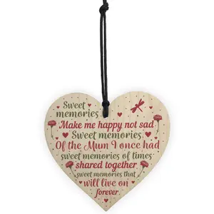 Red Ocean Christmas Tree Grave Memorial Ornament For Mum Wooden Heart Bauble Decoration Mother Mummy Gifts