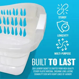 New Plastic Laundry Storage Basket Hamper Washing Clothes With Handles Strong Clear