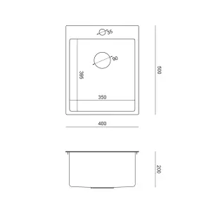 Quadron Russel 90 Compact Kitchen Sink, 350mm to fit 40cm cabinet, Stainless Steel