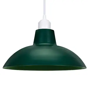 Industrial Retro Designed Matt Forest Green Curved Metal Ceiling Pendant Shade