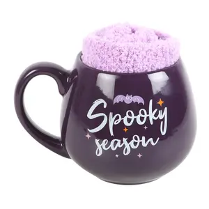 Something Different Spooky Season Mug and Sock Set Purple/Lilac (One Size)