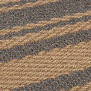 Churchgate Drayton Striped Jute Stair Runner, Size: 60cm X 600cm (2ft X 20Ft), Churchgate Drayton Grey