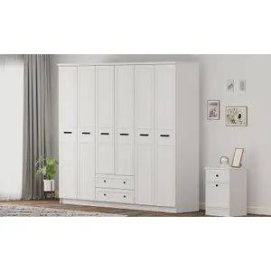 DAISY 6 Door 2 Drawer Wardrobe, White