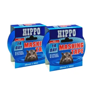 Hippo 14-Day Masking Tape 38mm x 50m - Pack of 2