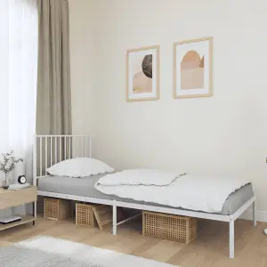 Berkfield Metal Bed Frame with Headboard White 90x190 cm 3FT Single