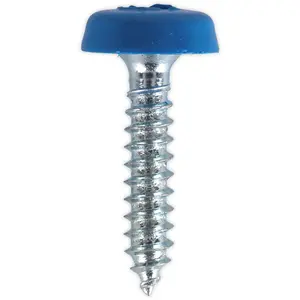 50 Pack of Blue Numberplate Screws with Plastic Enclosed Heads - Durable and Reliable Fixings