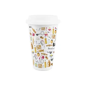 Baker Ceramic Travel Mug - Novelty Bakery Themed Gifts/New Job Presents - Double-Walled Insulated Hot/Cold Drinks Cup