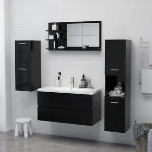 Berkfield Bathroom Mirror Black 90x10.5x45 cm Engineered Wood