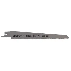 Sealey 150mm 10 TPI Clean Wood Reciprocating Saw Blade Pack of 5 Pieces SRBS644H