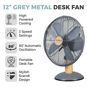 Tower T610000 Scandi 12 Metal Desk Fan