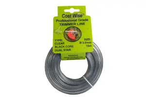 15m length of Cost Wise Duel core star shape strimmer line for extra durability and superior cutting power (3.0mm)