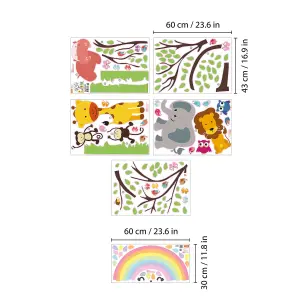 Walplus Combo Kids - Safari Animals Over The Rainbow Wall Sticker PVC