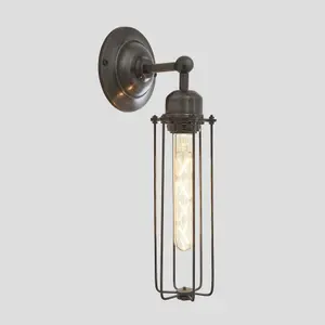 Industville Orlando Cylinder Wall Light, 3 Inch, Pewter