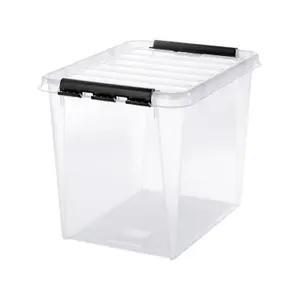 50 Classic Transparent Plastic Storage Box with Lid, 52 litre