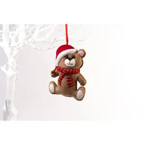 Teddy Bear Red Scarf Christmas Tree Hanging Figurine Ornament