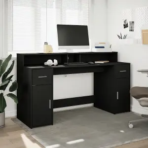 Berkfield Desk with LED Lights Black 160x55x91 cm Engineered Wood