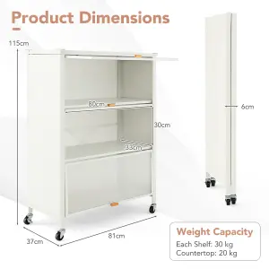 Costway 4-Tier Kitchen Bakers Rack Metal Microwave Stand w/ Flip Doors