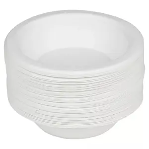 URBNLIVING 17cm Diameter 100 Pcs Paper Disposable White Biodegradable Bowls